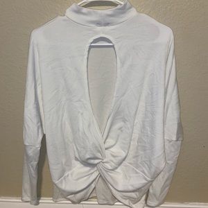 Buckle white open back sweater